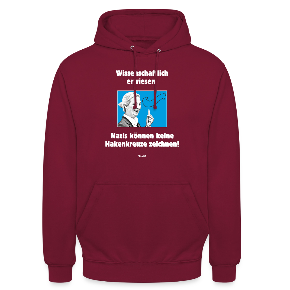Unisex Hoodie: Nazis können keine Hakenkreuze zeichnen! - Bordeaux