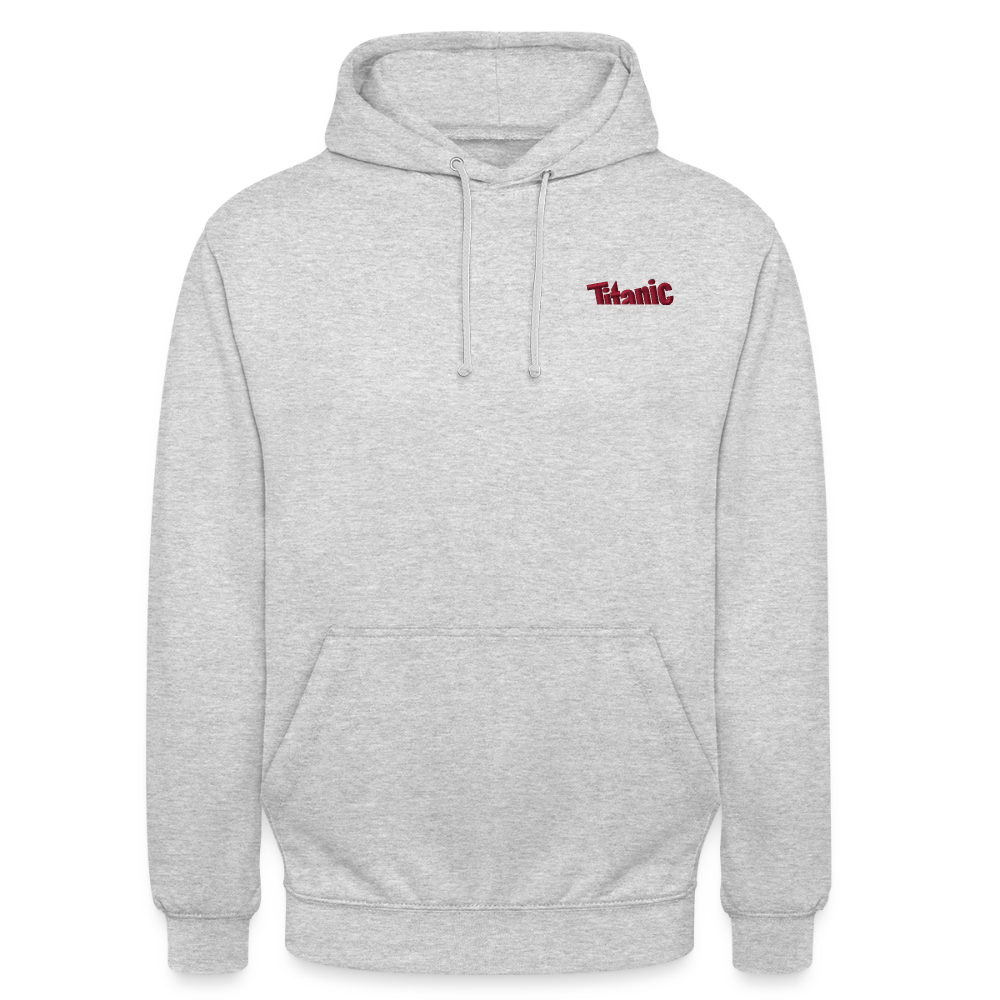 Unisex Hoodie: TITANIC-Logo (gestickt) - Hellgrau meliert
