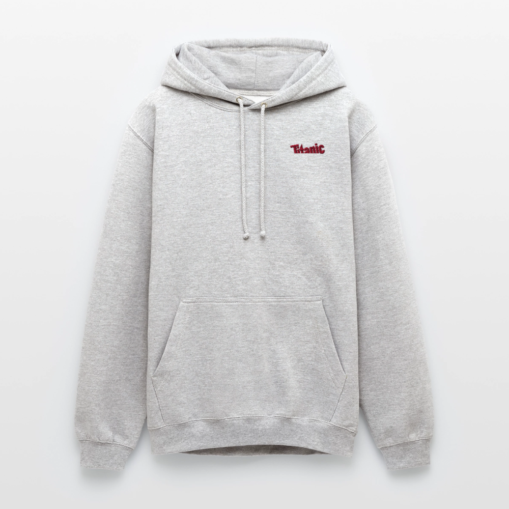 Unisex Hoodie: TITANIC-Logo (gestickt) - Hellgrau meliert