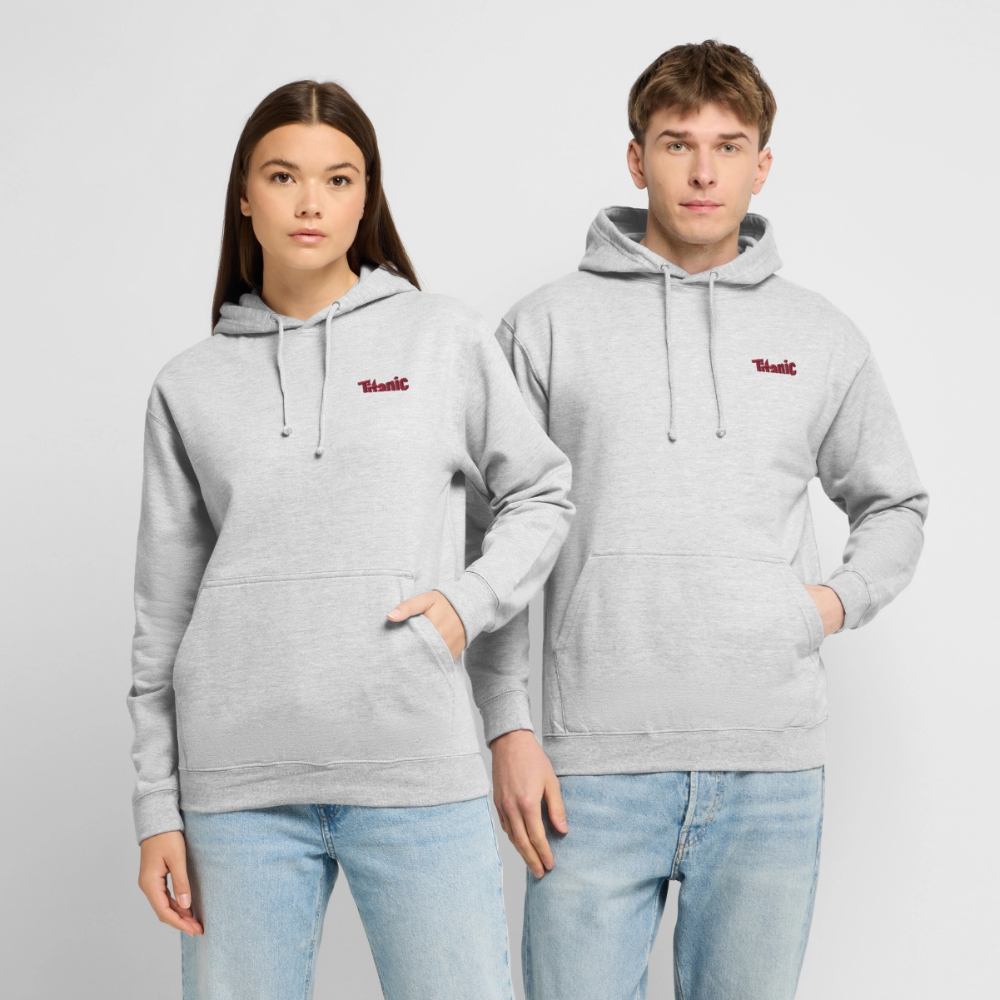 Unisex Hoodie: TITANIC-Logo (gestickt) - Hellgrau meliert