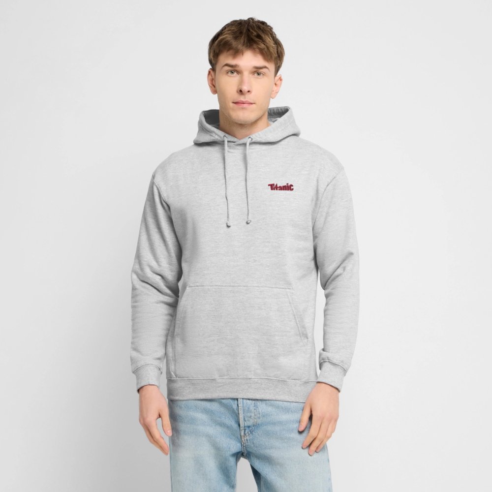 Unisex Hoodie: TITANIC-Logo (gestickt) - Hellgrau meliert
