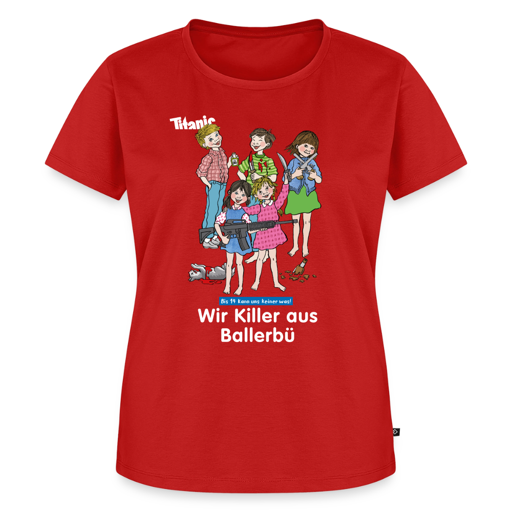 Frauen T-Shirt - Wir Killer aus Ballerbü (weiße Schrift) - Rot