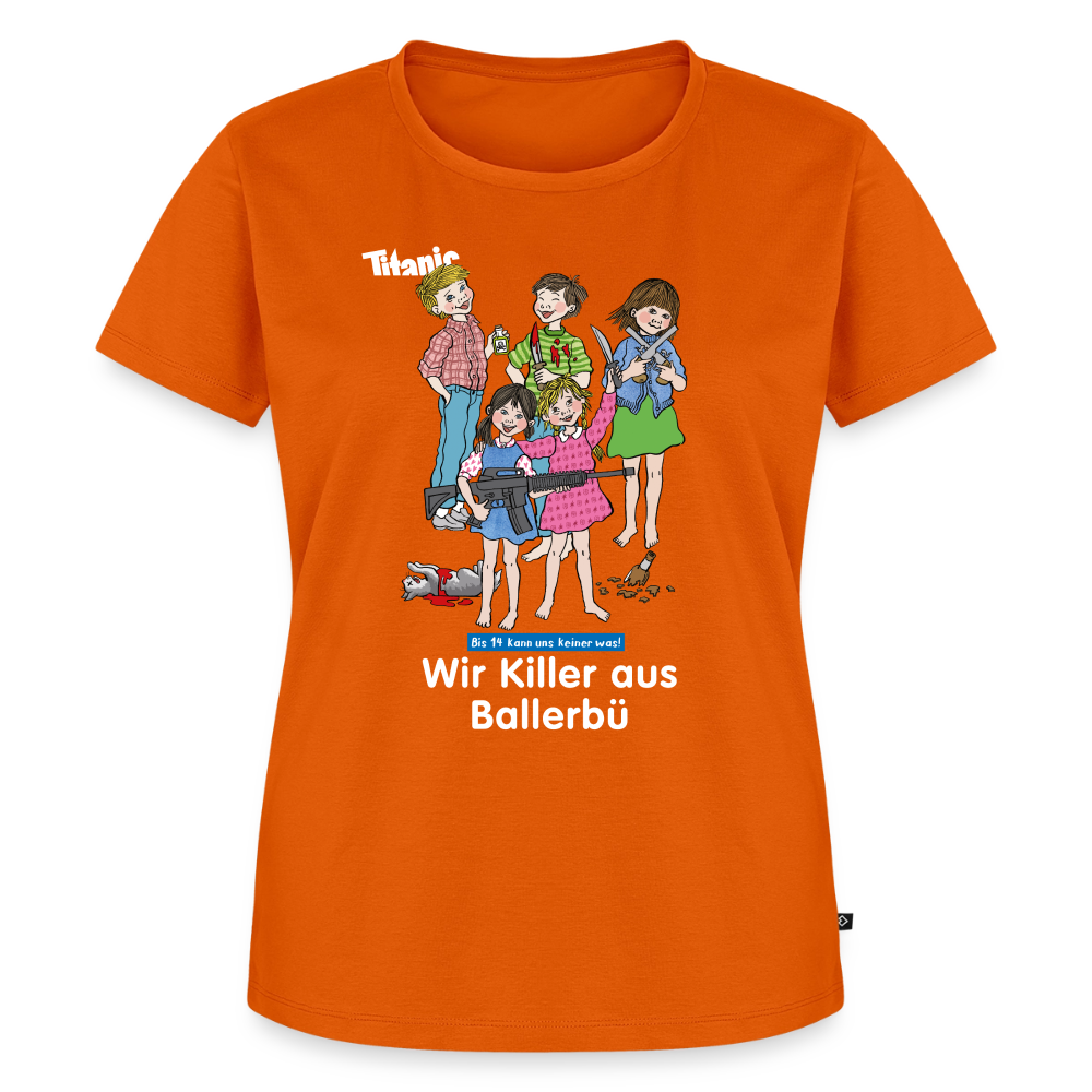Frauen T-Shirt - Wir Killer aus Ballerbü (weiße Schrift) - Orange 