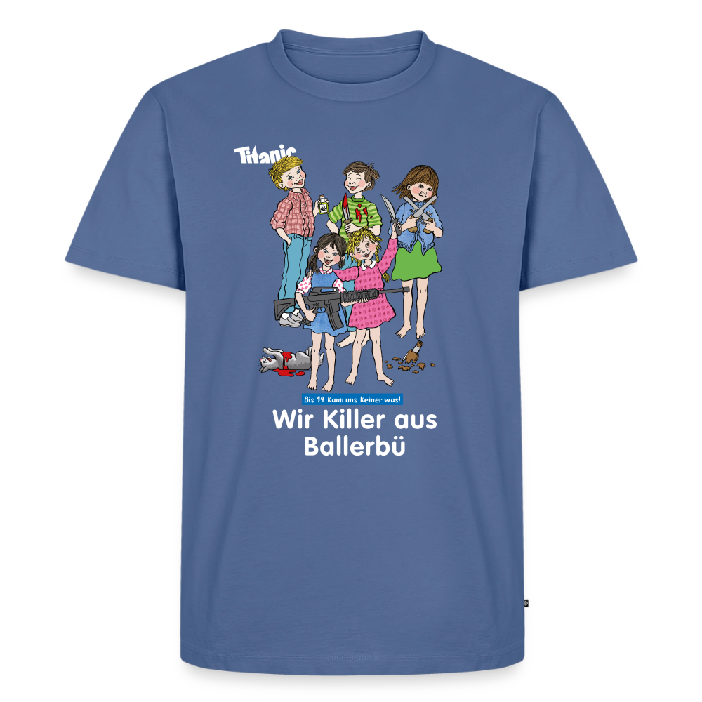 Männer T-Shirt - Wir Killer aus Ballerbü (weiße Schrift) - Taubenblau
