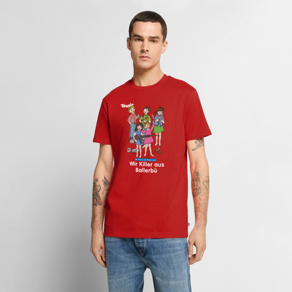 Männer T-Shirt - Wir Killer aus Ballerbü (weiße Schrift) - Rot