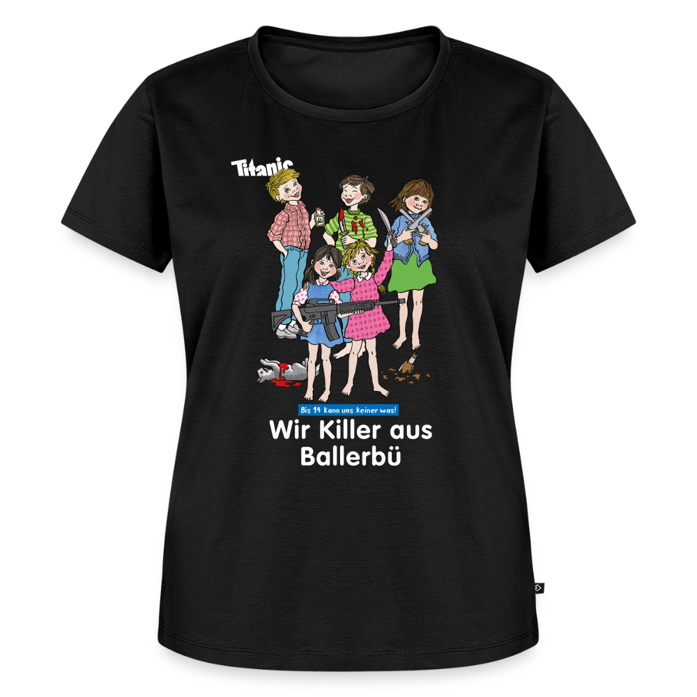 Frauen T-Shirt - Wir Killer aus Ballerbü (weiße Schrift) - Schwarz