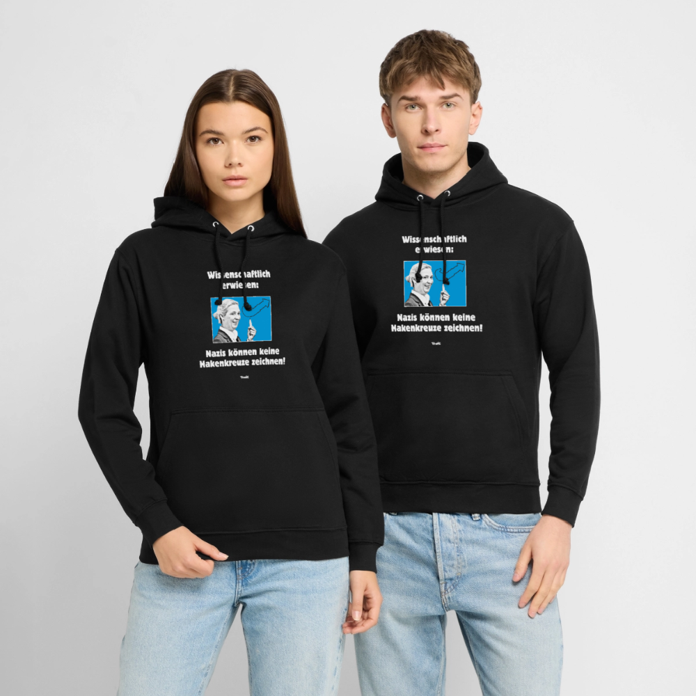 Unisex Hoodie: Nazis können keine Hakenkreuze zeichnen! - Schwarz