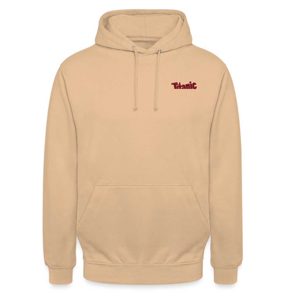 Unisex Hoodie: TITANIC-Logo (gestickt) - Pfirsich