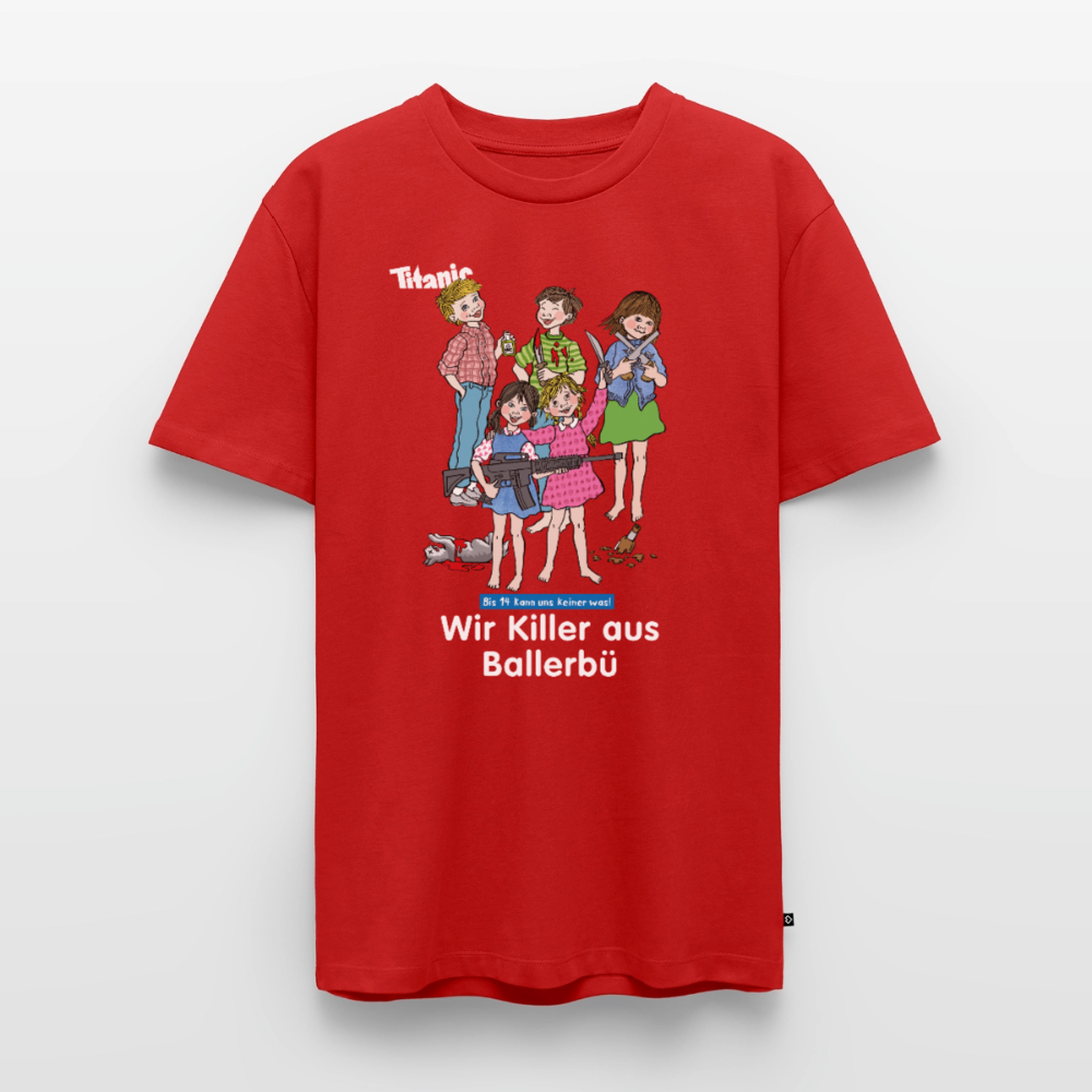 Männer T-Shirt - Wir Killer aus Ballerbü (weiße Schrift) - Rot