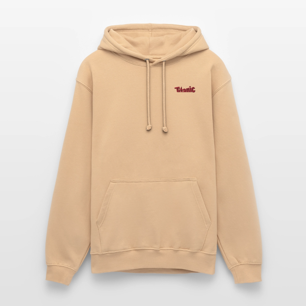 Unisex Hoodie: TITANIC-Logo (gestickt) - Pfirsich