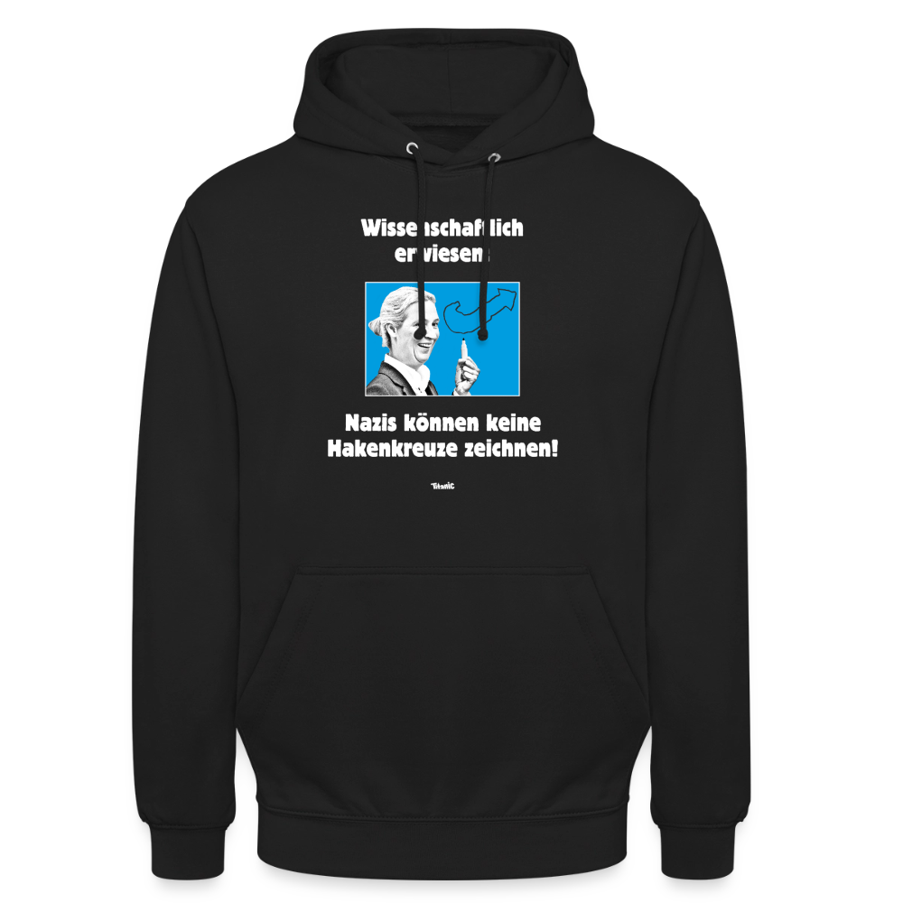 Unisex Hoodie: Nazis können keine Hakenkreuze zeichnen! - Schwarz