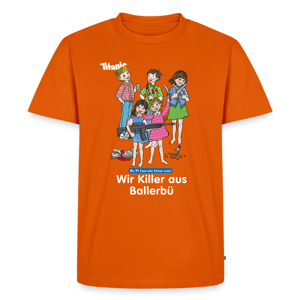 Männer T-Shirt - Wir Killer aus Ballerbü (weiße Schrift) - Orange 