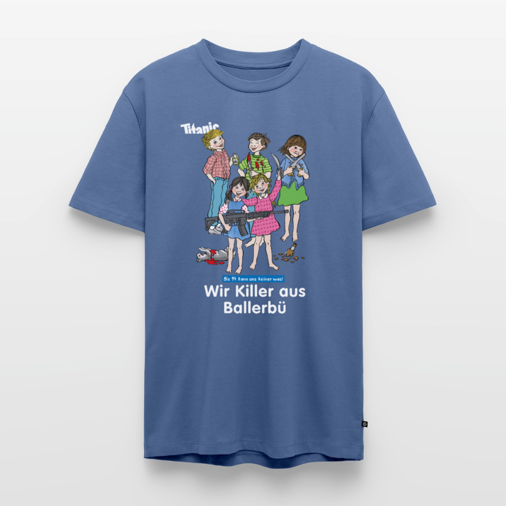 Männer T-Shirt - Wir Killer aus Ballerbü (weiße Schrift) - Taubenblau