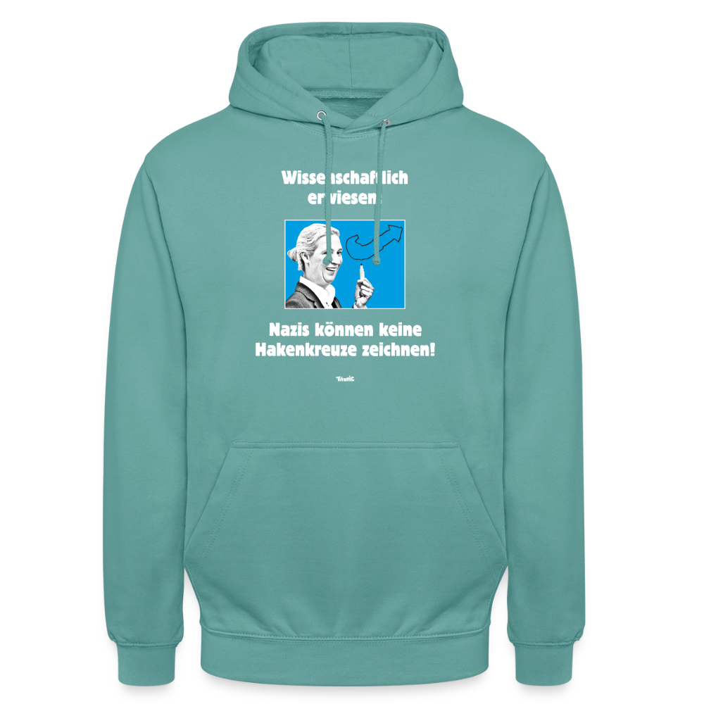 Unisex Hoodie: Nazis können keine Hakenkreuze zeichnen! - Pastelltürkis