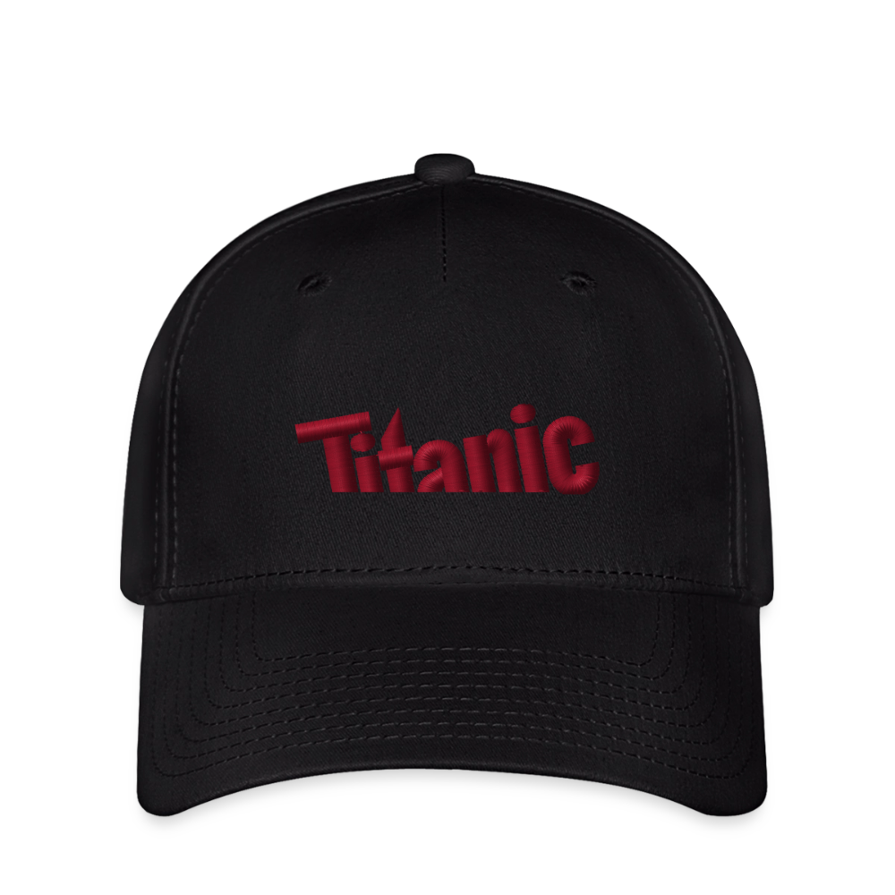 Flexfit Baseballkappe: TITANIC-Logo (gestickt) - Schwarz